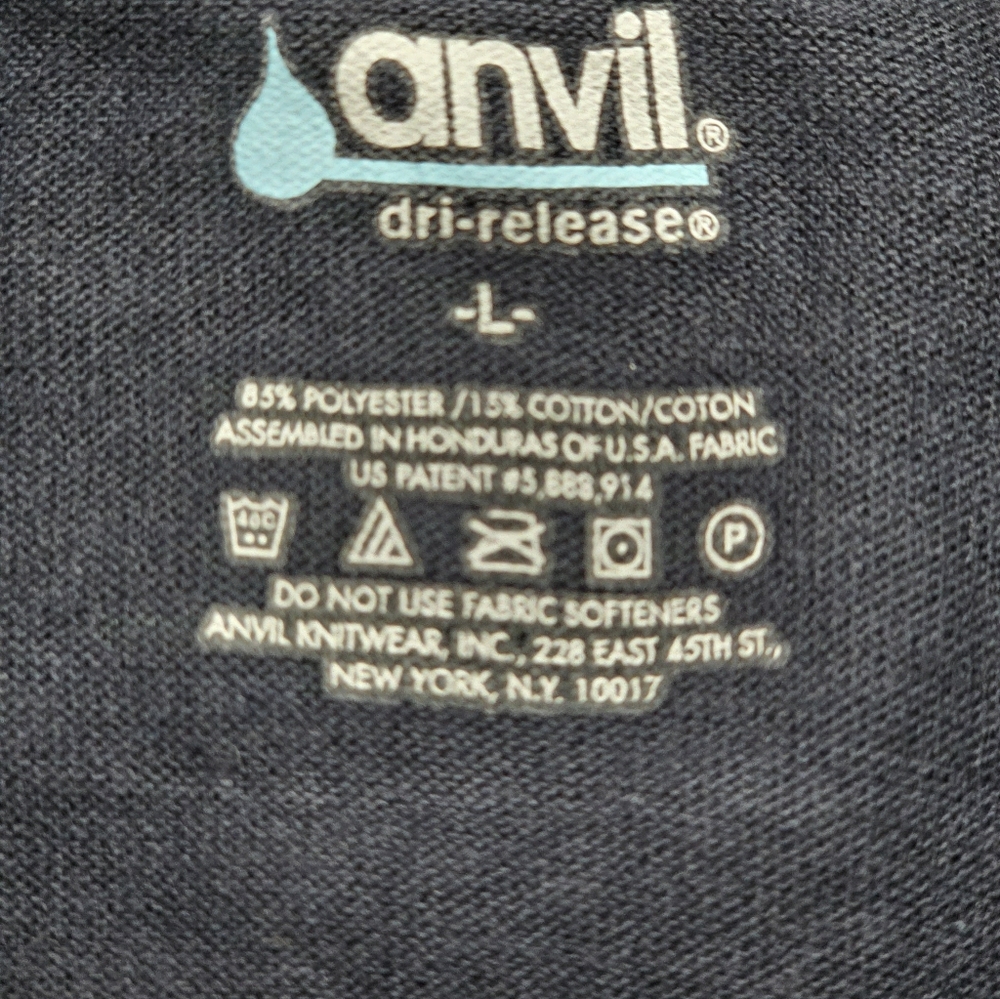 Anvil Dri Release NWT Men's Navy Short Sleeve Tee Size L - Picture 5 of 5